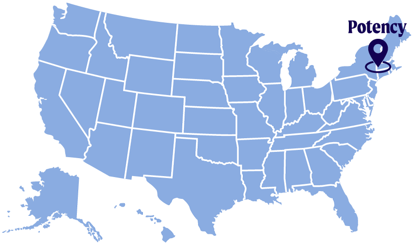 Map of potency in Massachussetts